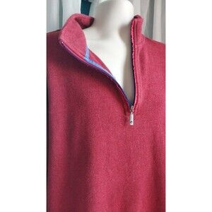 Orvis Men's Quarter Zip Pullover Sweater XL Burgundy 100% Cotton